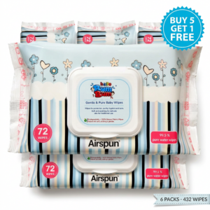 Hello Bum Bum Gentle & Pure Baby Wipes – 72 Wipes (Buy 5 Get 1 Free, 6 Packs / 432 Wipes)