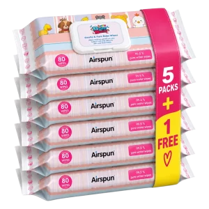 Hello Bum Bum Gentle & Pure Baby Wipes – 80 Wipes (Buy 5 Get 1 Free, 6 Pink Packs / 480 Wipes)